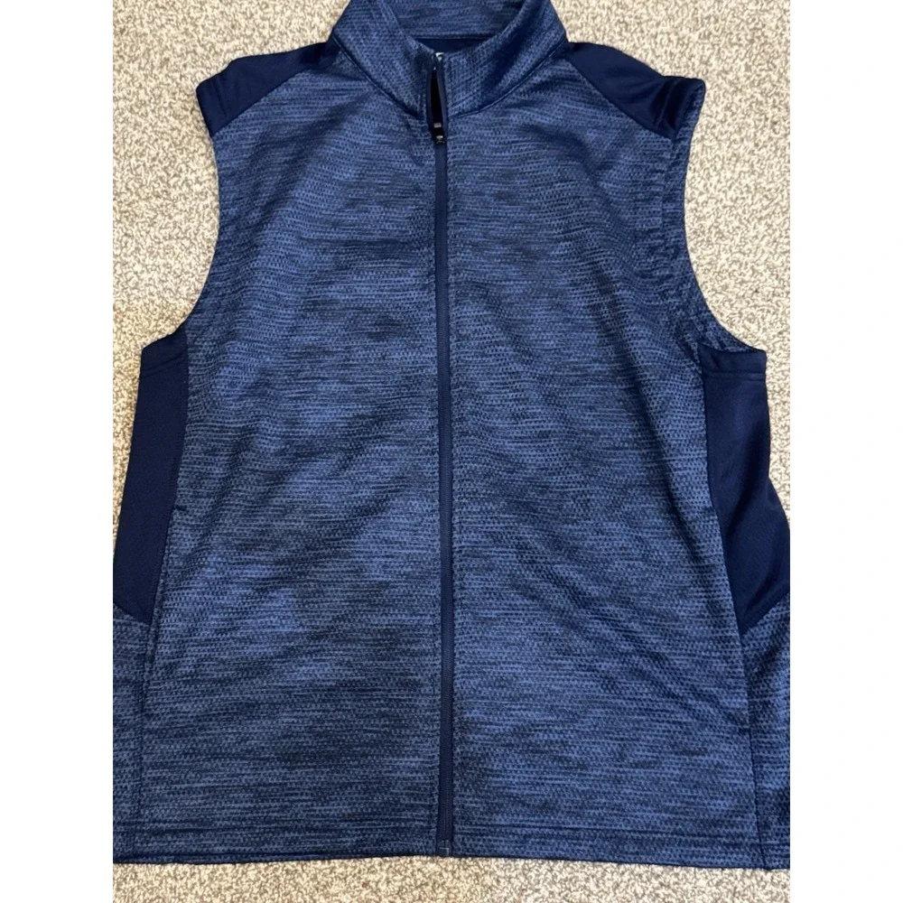 PGA Tour Golf 2 Tone‎ Full Zip Vest Peacoat Heather L